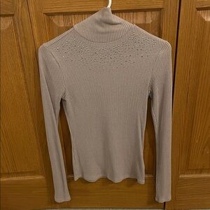 Express Ribbed Long Sleeve Sweater with Embellishments